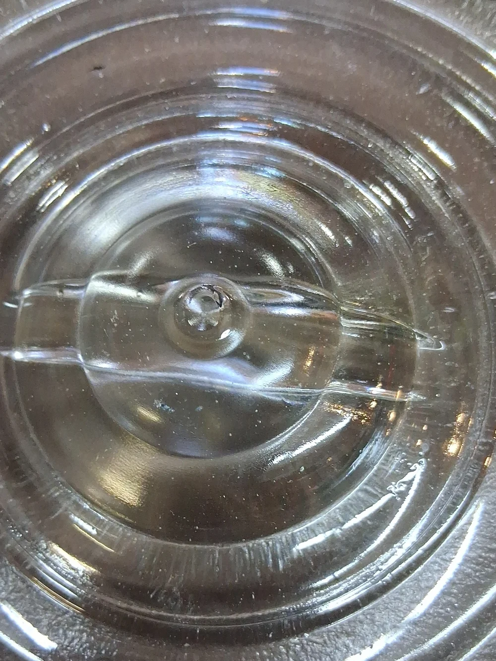 Vintage Clear Glass Round‎ Recessed Handle Refrigerator Dish Lid.